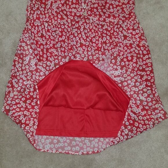NWOT BaeVely Red Floral Spaghetti Strap Tunic? Mini Dress? Lined Size Medium - Picture 11 of 11